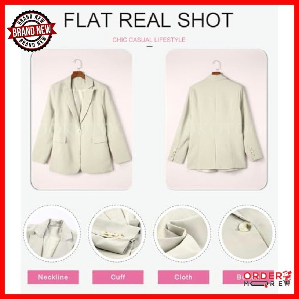 Polyester Blazer Notched Collar Button Down Casua… - image 6